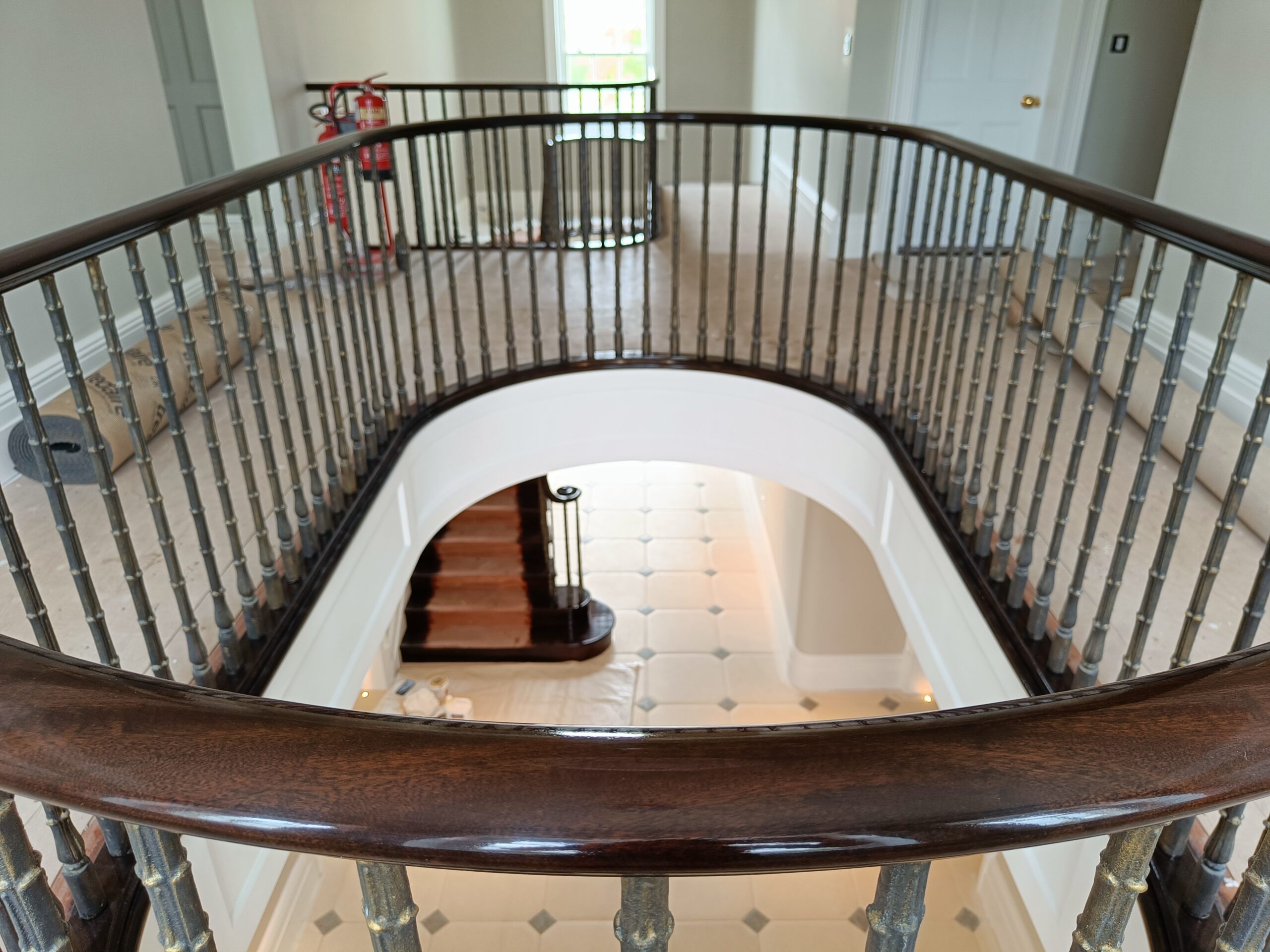 stained french polished stairs